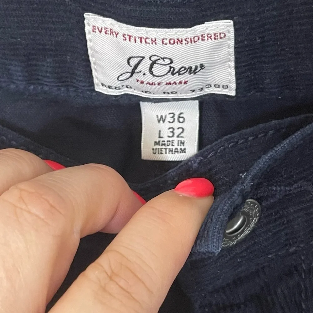 J.Crew Mens 1040 Athletic-Fit Corduroy Pants in Navy Blue Size 36 Straight Leg